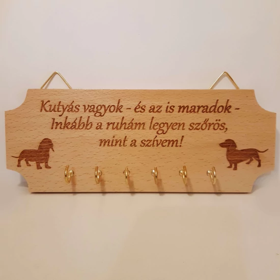 Kulcstartó tartó - bükkfa színű - tacskó kutya 1